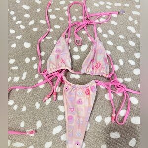 Blackbough Swim x Frazier Sterling bikini set lucky girl hearts bottoms cheeky